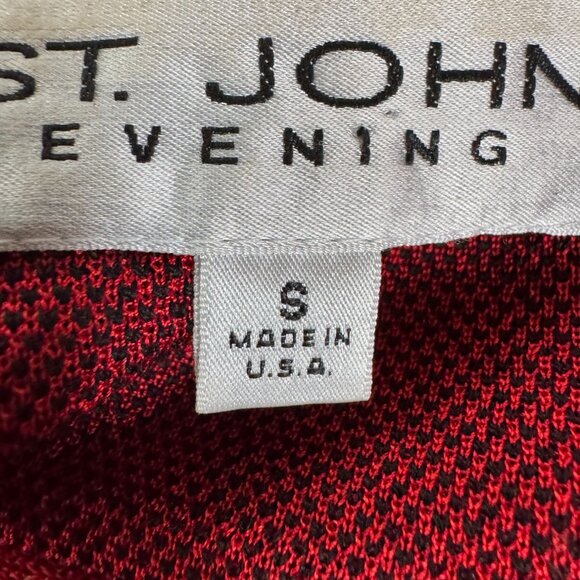 St. John Vintage Evening Red & Black Floral Sequin Knit Top Size Small - Picture 10 of 16